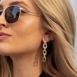 NWT 12K Gold EDDIE BORGO Supra Link Vermeil Earrings With Dust Bag And Box